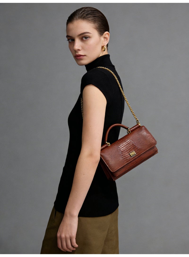 دي آند جي Dolce & Gabbana Dauphine ميني توت حقيبة | D & G علامة مخطوطة حقيبة يد من جلد العجل مع حزام سلاسل قابل للإزالة ، حفلات مسائية رائعة سلاسل فتاة - Image 4